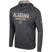 T-shirt à capuche manches longues pour hommes Colosseum Charcoal Alabama Crimson Tide OHT Military Appréciation