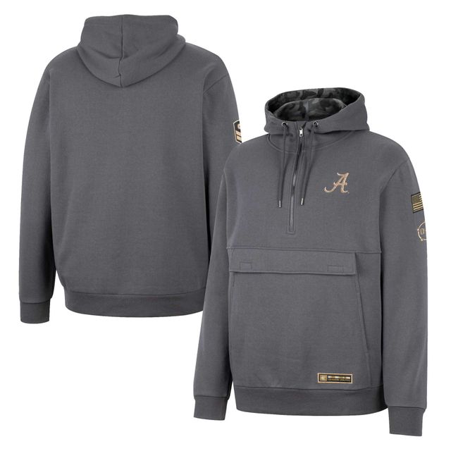 Sweat à capuche zippé pour homme Colosseum Charcoal Alabama Crimson Tide OHT Military Appreciation