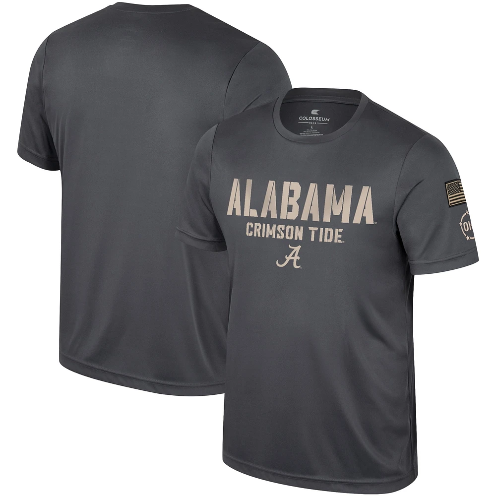 T-shirt d'appréciation militaire Colosseum Charcoal Alabama Crimson Tide OHT pour hommes