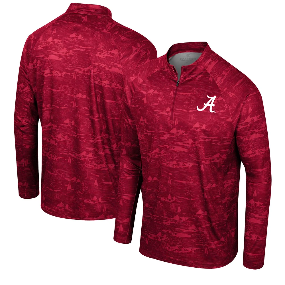 Veste à quart de zip Colosseum Crimson Alabama Tide Carson Raglan pour hommes