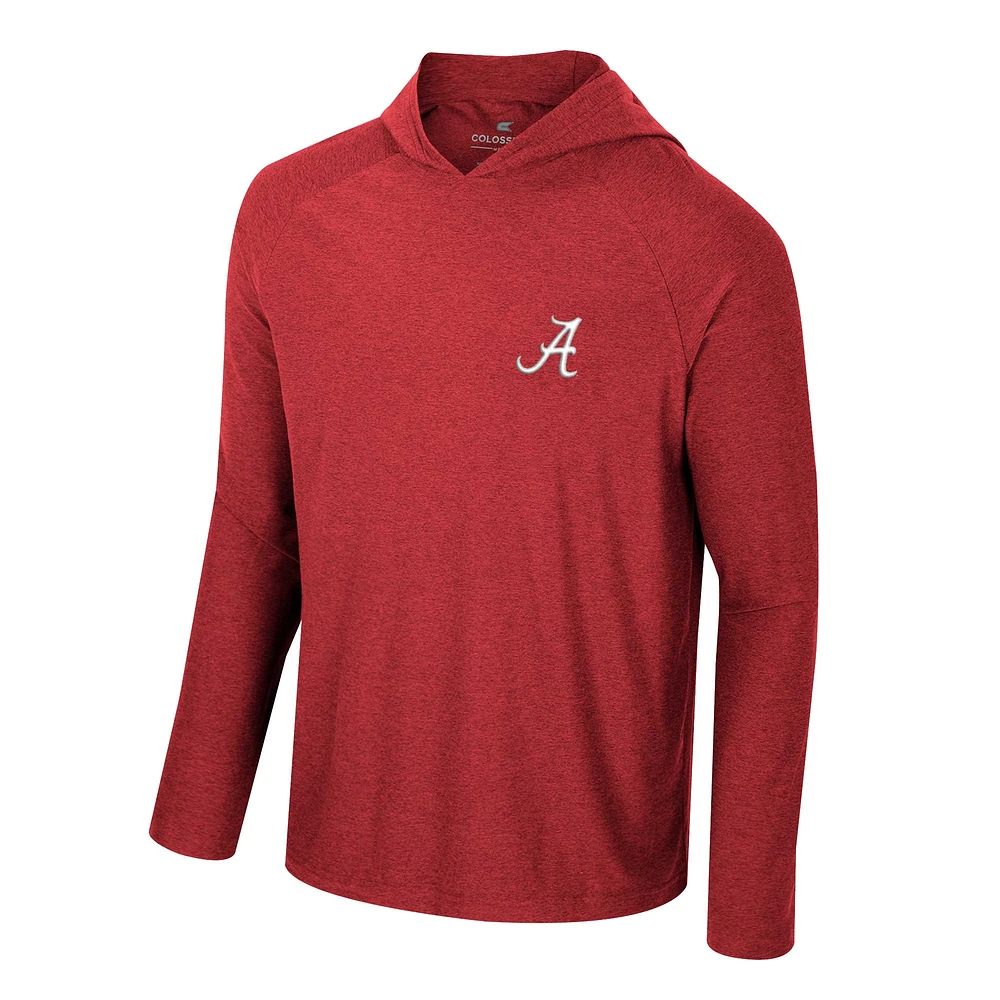 T-shirt à capuche manches longues raglan en jersey Colosseum Crimson Alabama Tide Cloud pour hommes
