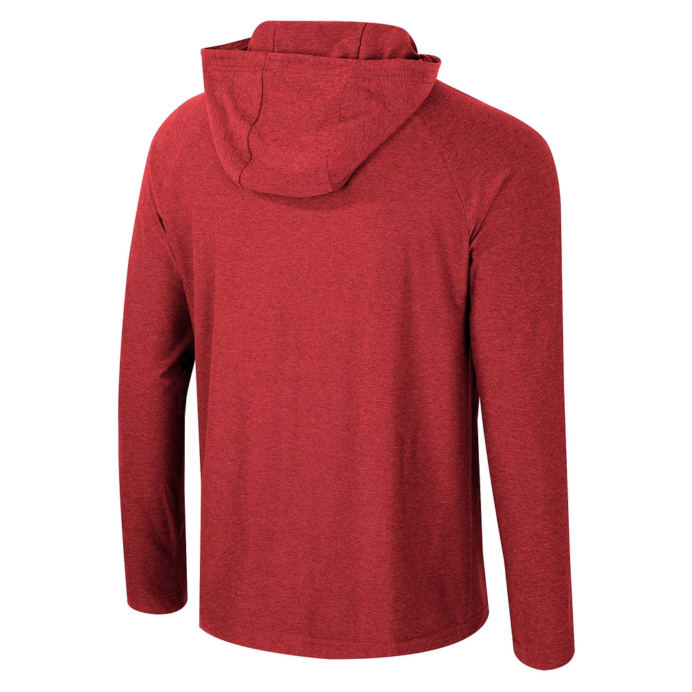 T-shirt à capuche manches longues raglan en jersey Colosseum Crimson Alabama Tide Cloud pour hommes