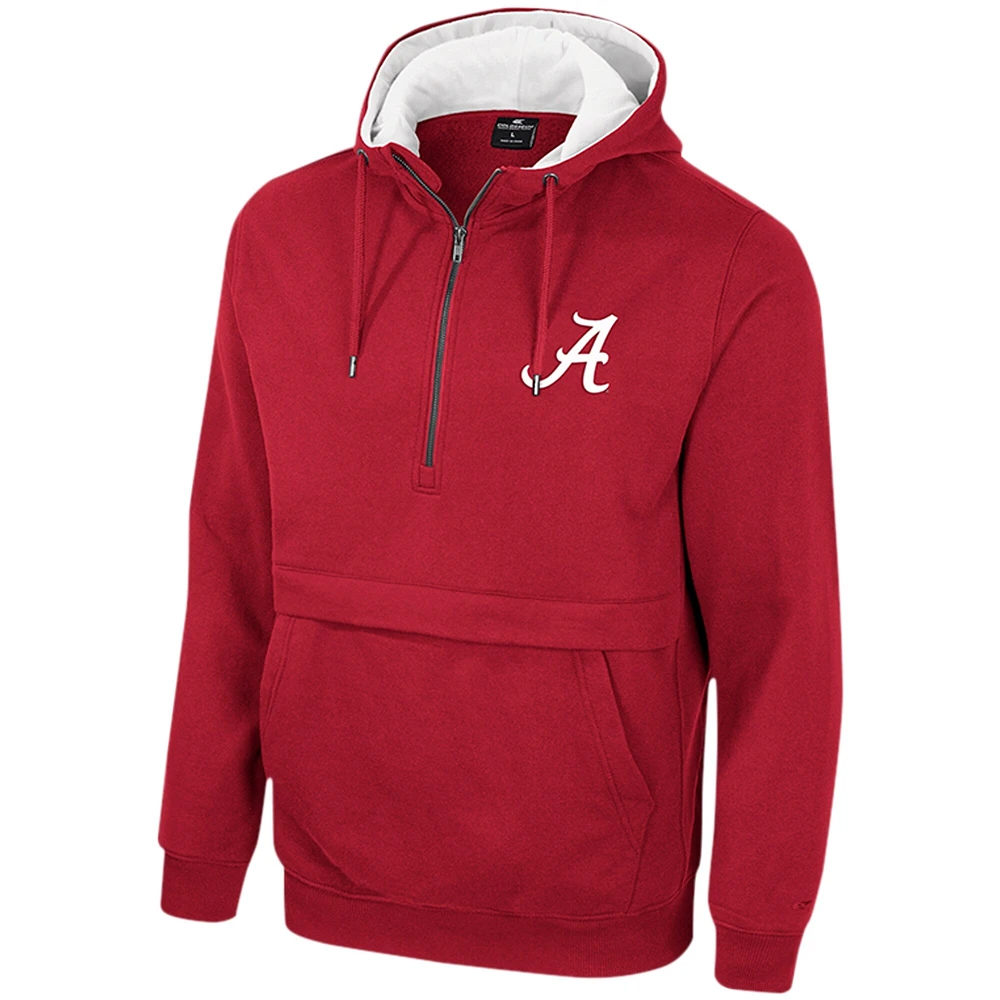 Sweat à capuche demi-zippé Colosseum Crimson Alabama Tide pour hommes