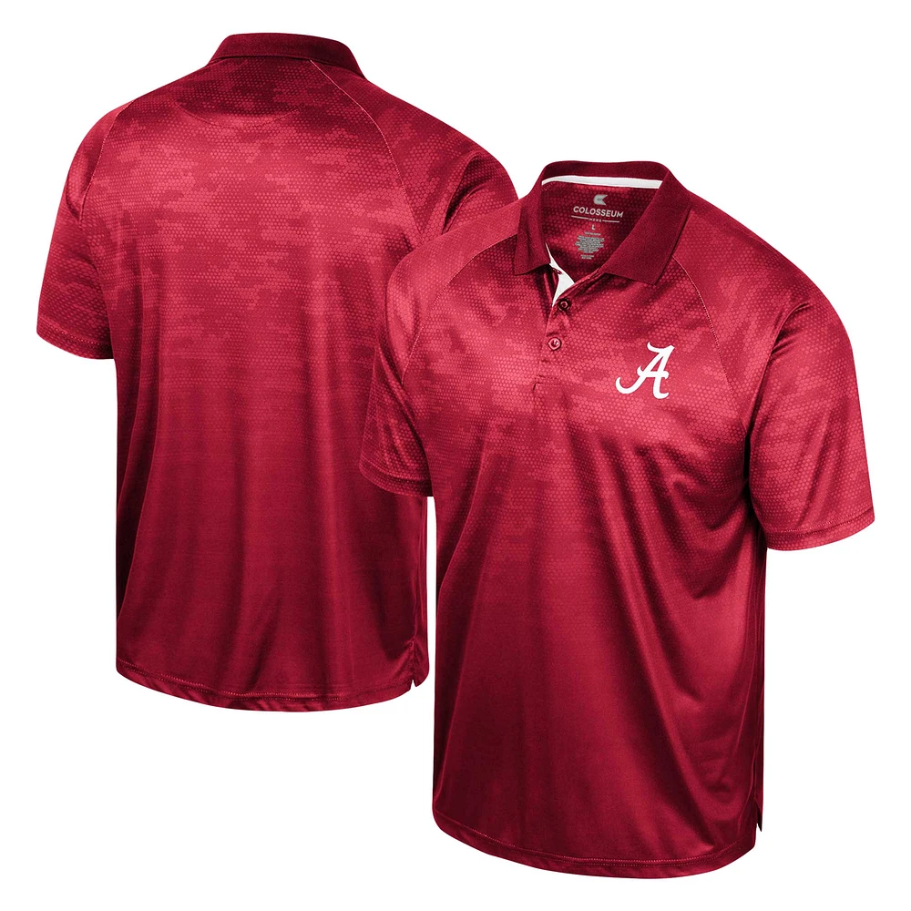 Men's Colosseum Crimson Alabama Tide Honeycomb Raglan Polo