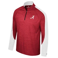 Men's Colosseum Crimson Alabama Tide Langmore Raglan Quarter-Zip Top