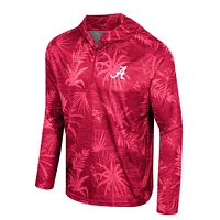 Men's Colosseum Crimson Alabama Tide Palms Printed Lightweight Quarter-Zip Hooded Top