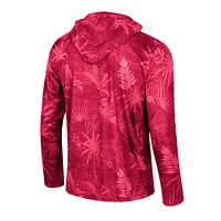 Men's Colosseum Crimson Alabama Tide Palms Printed Lightweight Quarter-Zip Hooded Top