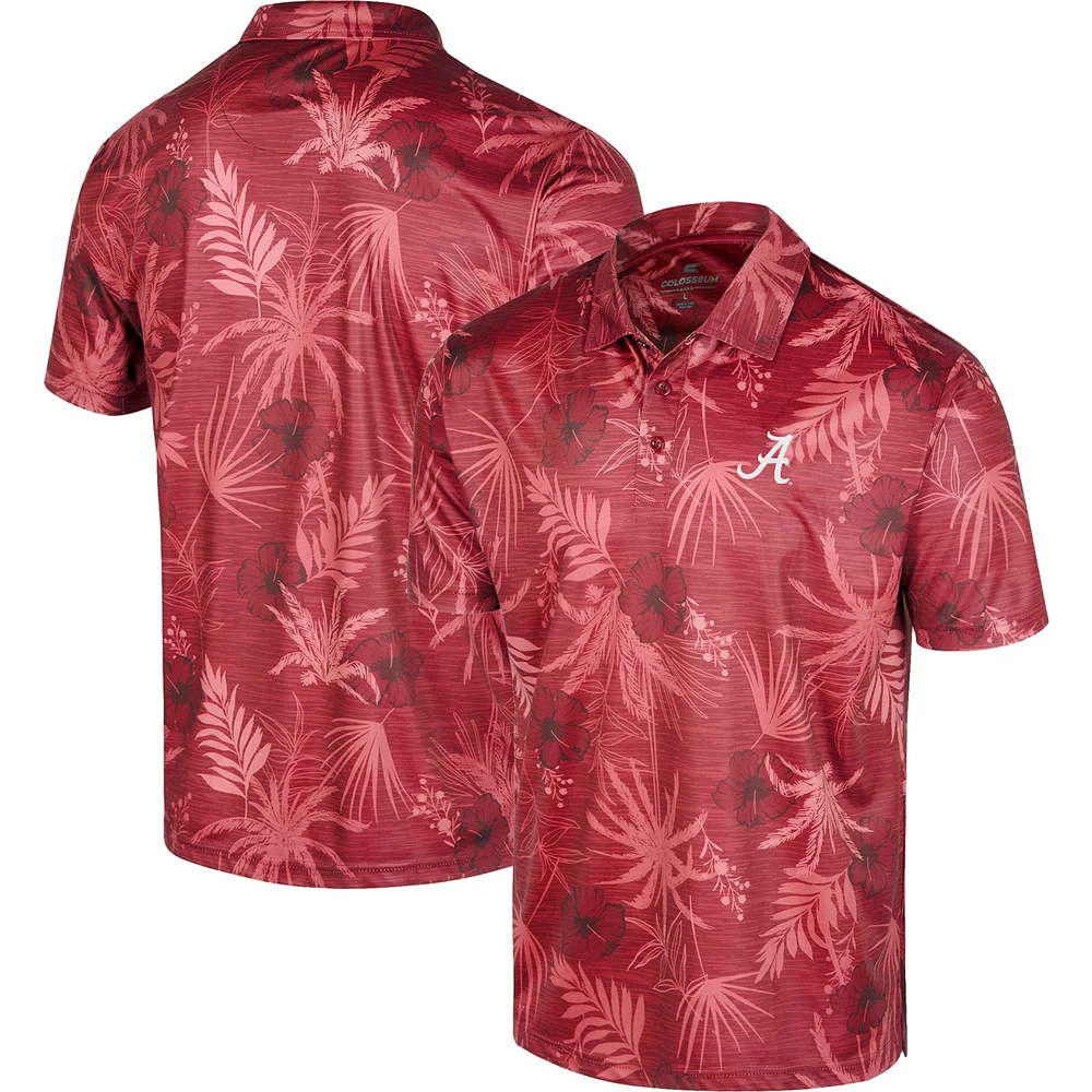 Polo de l'équipe Colosseum Crimson Alabama Tide Palms pour homme