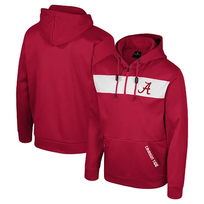 Men's Colosseum  Crimson Alabama Tide Quarter-Zip Hoodie