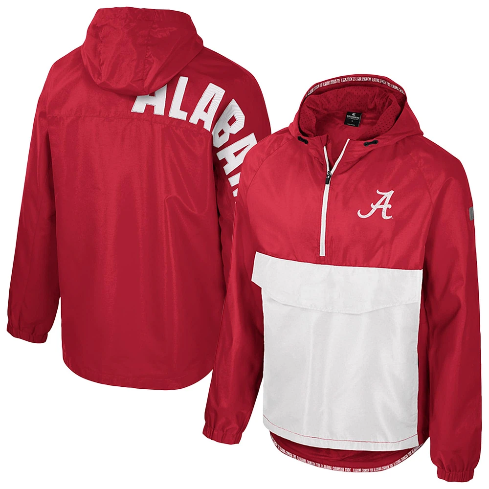 Veste anorak demi-zippée Colosseum Crimson Alabama Tide Reloaded pour homme