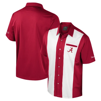 Men's Colosseum Crimson Alabama Tide Strike Bowling Button-Up Shirt