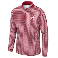 Men's Colosseum Crimson Alabama Tide Striped Quarter-Zip Top