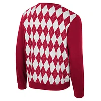 Men's Colosseum Crimson Alabama Tide The Dealio Argyle Pullover Sweatshirt