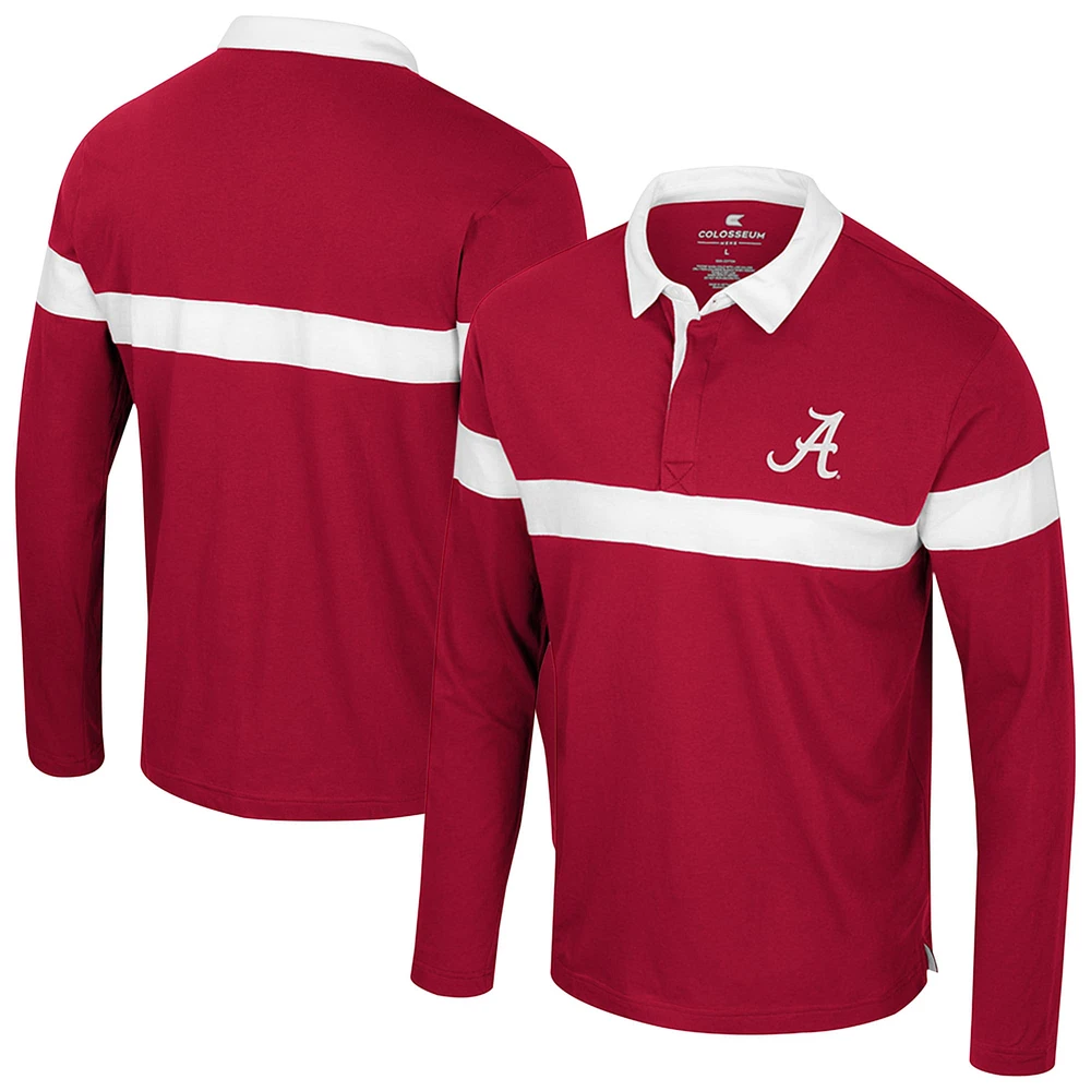 Men's Colosseum  Crimson Alabama Tide Too Cool For School Long Sleeve Polo