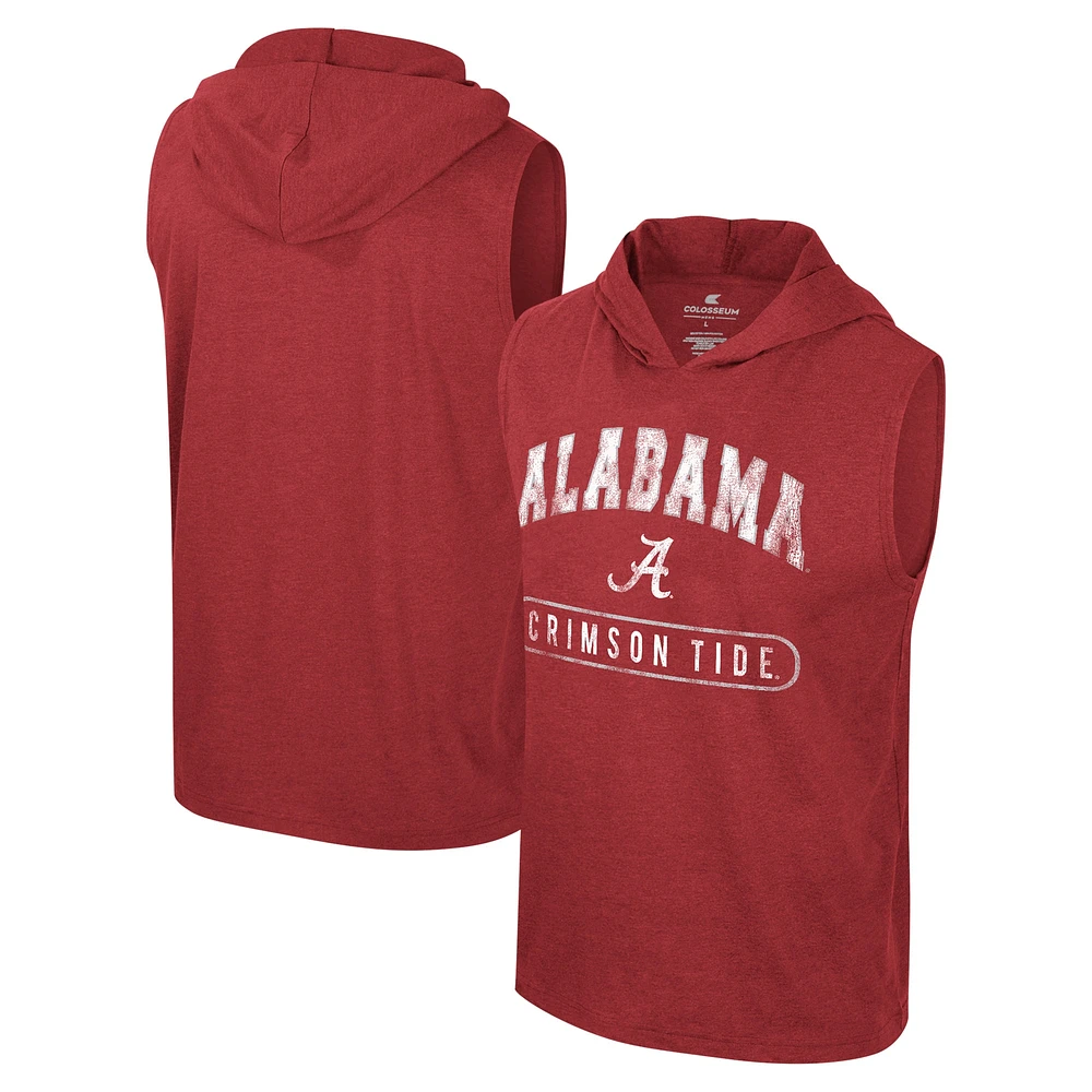 Men's Colosseum Crimson Alabama Tide Varsity Sleeveless Hoodie Tank Top