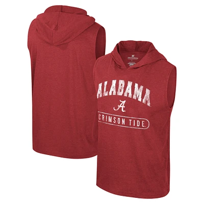 Débardeur à capuche sans manches Colosseum Crimson Alabama Tide Varsity pour hommes