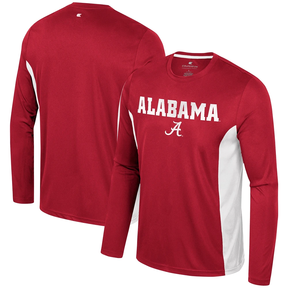 T-shirt d'échauffement à manches longues Colosseum Crimson Alabama Tide pour hommes