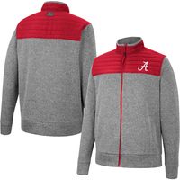 Men's Colosseum Gray/Cardinal Alabama Crimson Tide Putter Herringbone Full-Zip Jacket