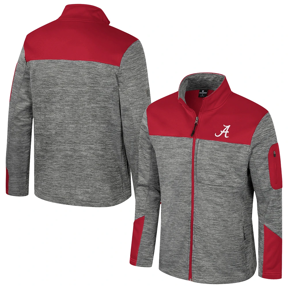 Veste zippée intégrale Alabama Crimson Tide Guard pour homme, gris/cramoisi Colosseum