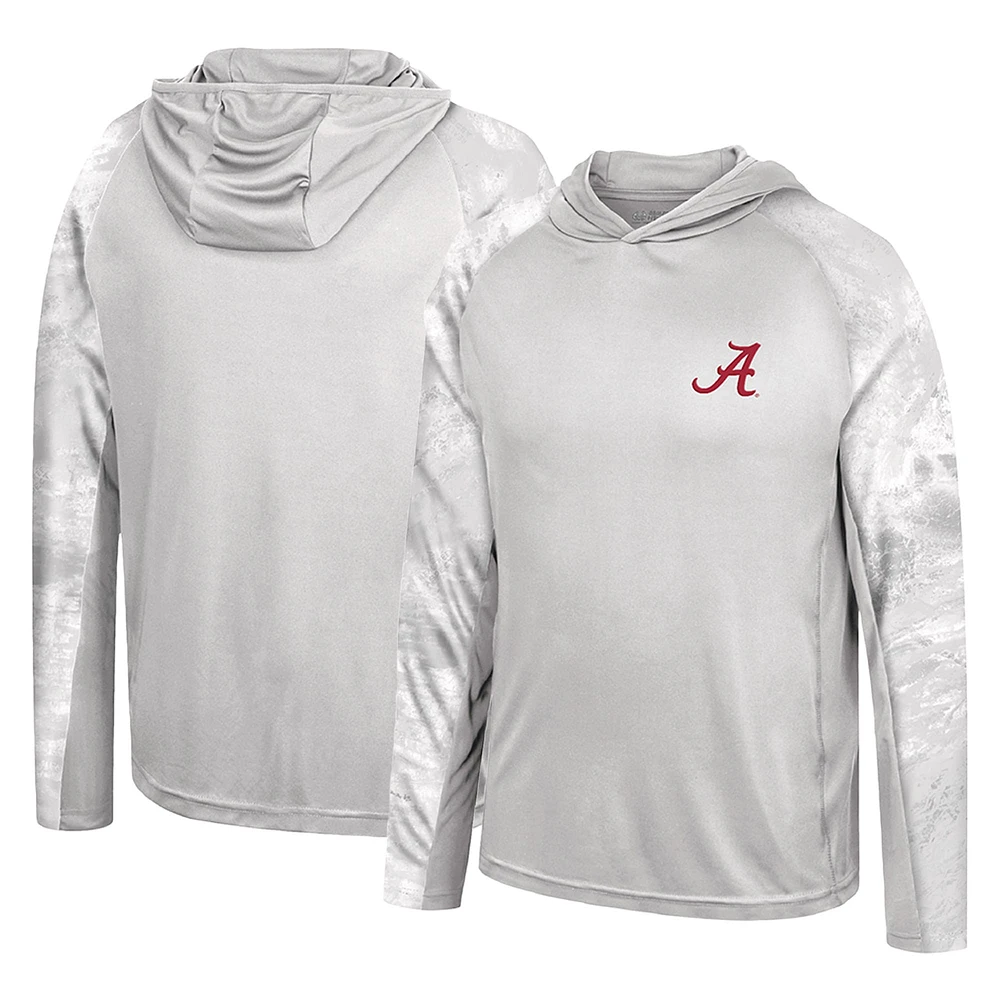 Colosseum Grey/Realtree Camo Alabama Crimson Tide Gulf Stream Raglan T-shirt à capuche manches longues pour homme