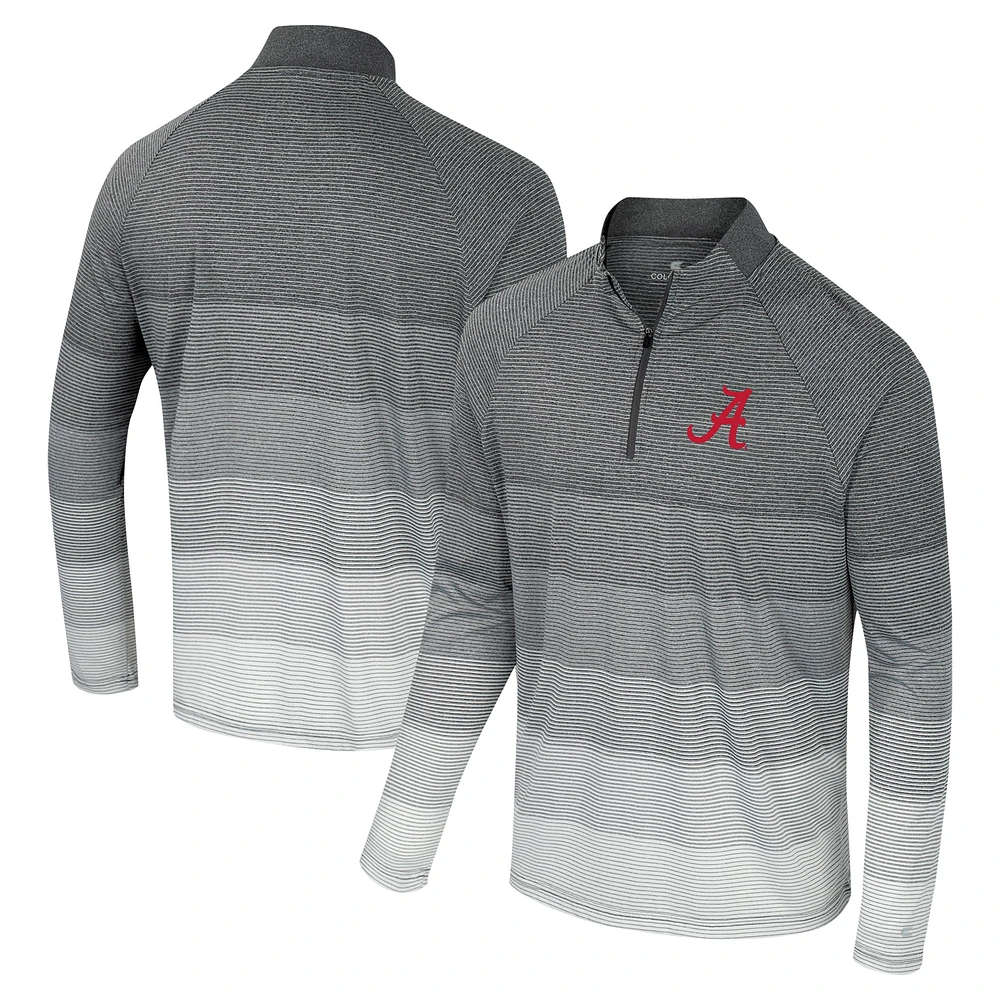 Coupe-vent raglan à glissière quart de tour en maille rayée Alabama Crimson Tide AI pour homme Colosseum Gray