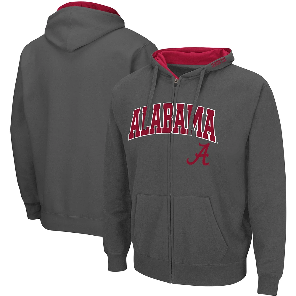 Sweat à capuche entièrement zippé Colosseum Grey Alabama Crimson Tide Arch & Logo 3.0 pour homme