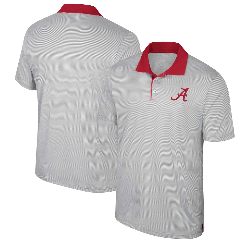 Men's Colosseum Gray Alabama Crimson Tide Big & Tall Tuck Striped Polo