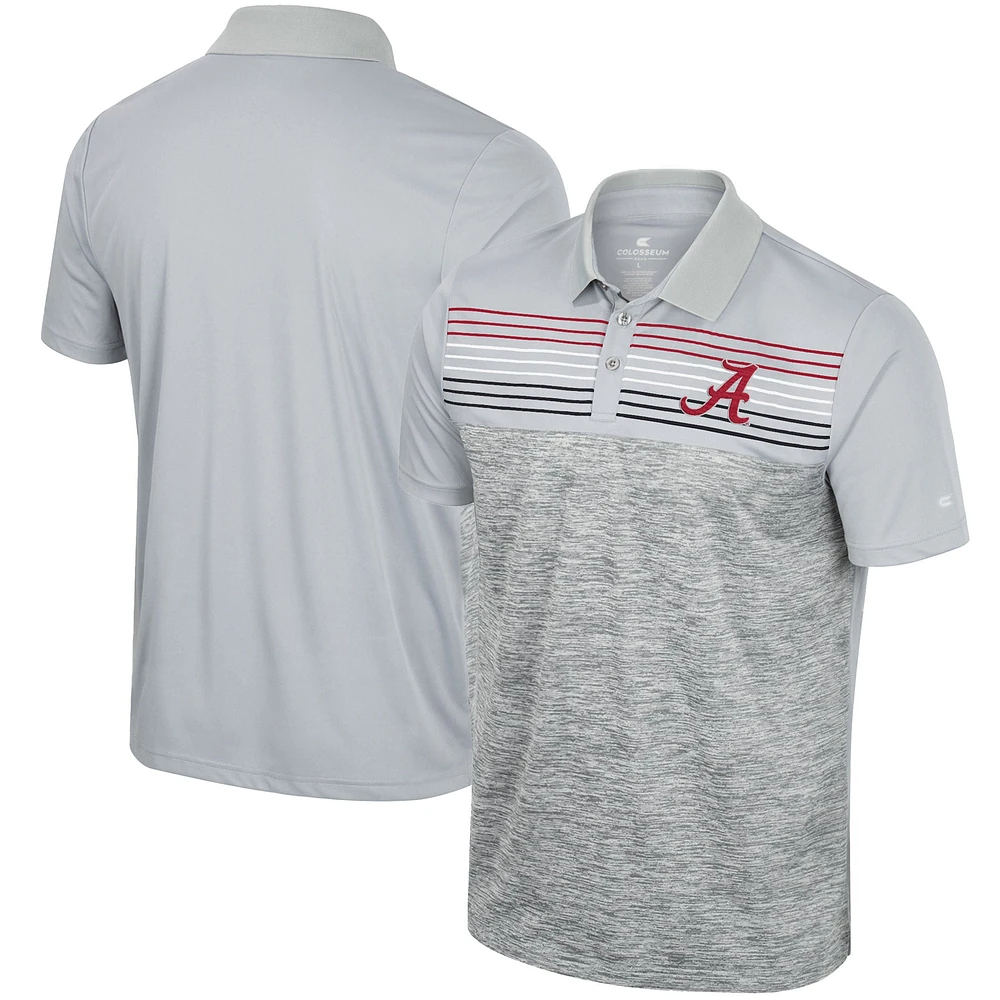 Polo cybernétique Alabama Crimson Tide Colosseum gris pour hommes