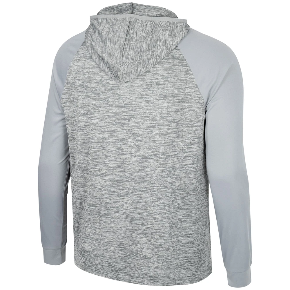 Men's Colosseum Gray Alabama Crimson Tide Cybernetic Raglan Quarter-Zip Hooded Top