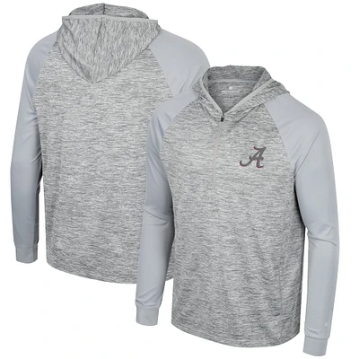 Colosseum Grey Alabama Crimson Tide Cybernetic Raglan Quarter-Zip Hooded Top