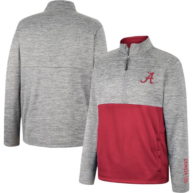 Veste à demi-fermeture éclair Colosseum Grey Alabama Crimson Tide John pour hommes