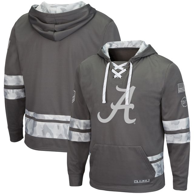 Sweat à capuche lacets Colosseum Grey Alabama Crimson Tide OHT Military Appreciation pour homme