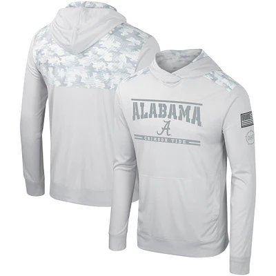 T-shirt à capuche manches longues pour hommes Colosseum Grey Alabama Crimson Tide OHT Military Appréciation