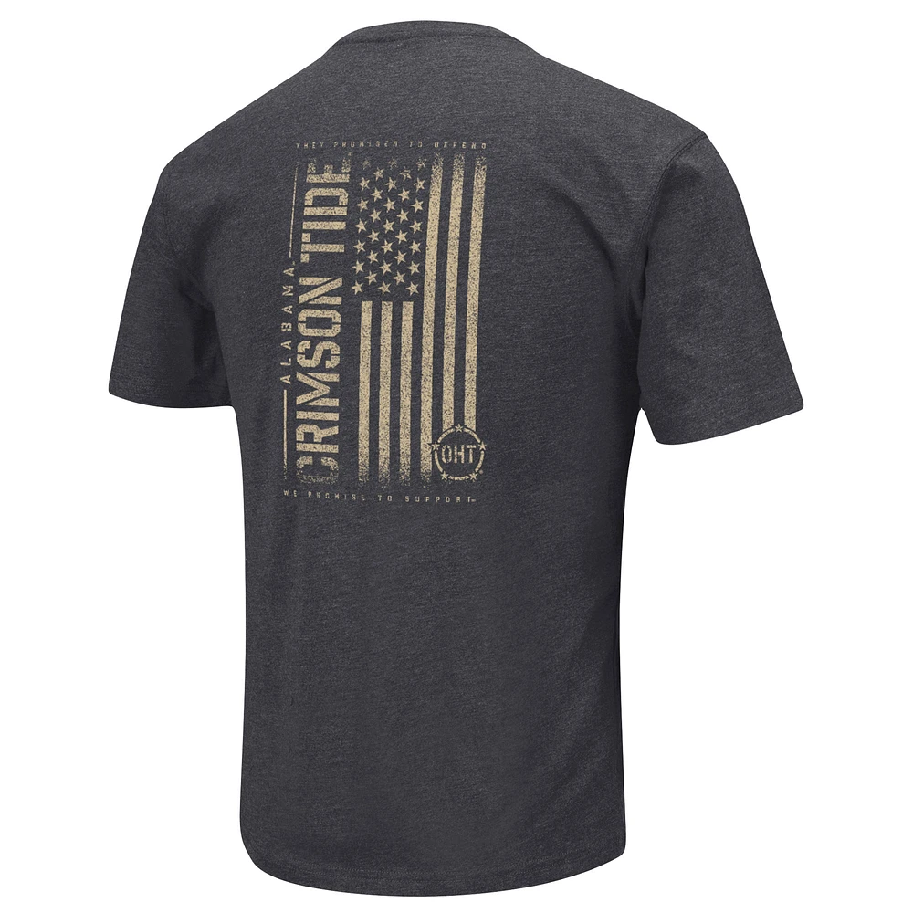 Colosseum Heather Black Alabama Crimson Tide Big & Tall OHT Military Appreciation Playbook T-shirt pour homme