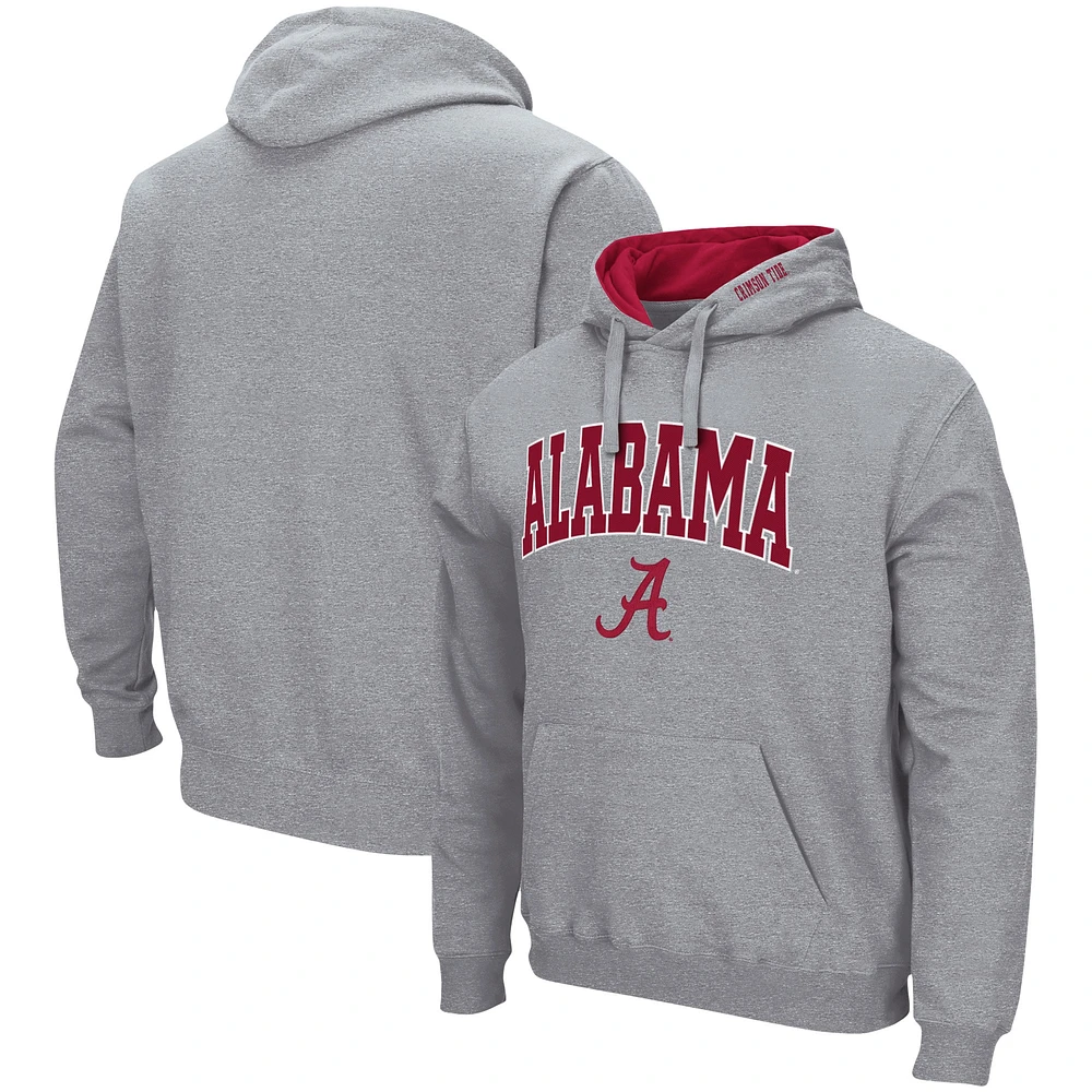 Men's Colosseum Heather Gray Alabama Crimson Tide Arch & Logo 3.0 Pullover Hoodie