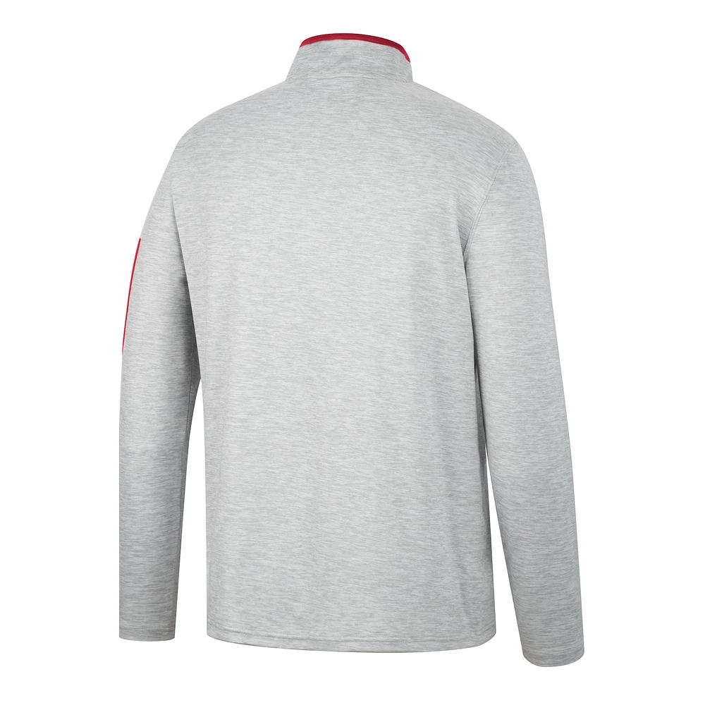 Men's Colosseum Heathered Gray/Crimson Alabama Crimson Tide Country Club Windshirt Quarter-Zip Jacket