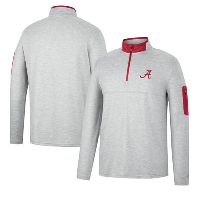 Men's Colosseum Heathered Gray/Crimson Alabama Crimson Tide Country Club Windshirt Quarter-Zip Jacket