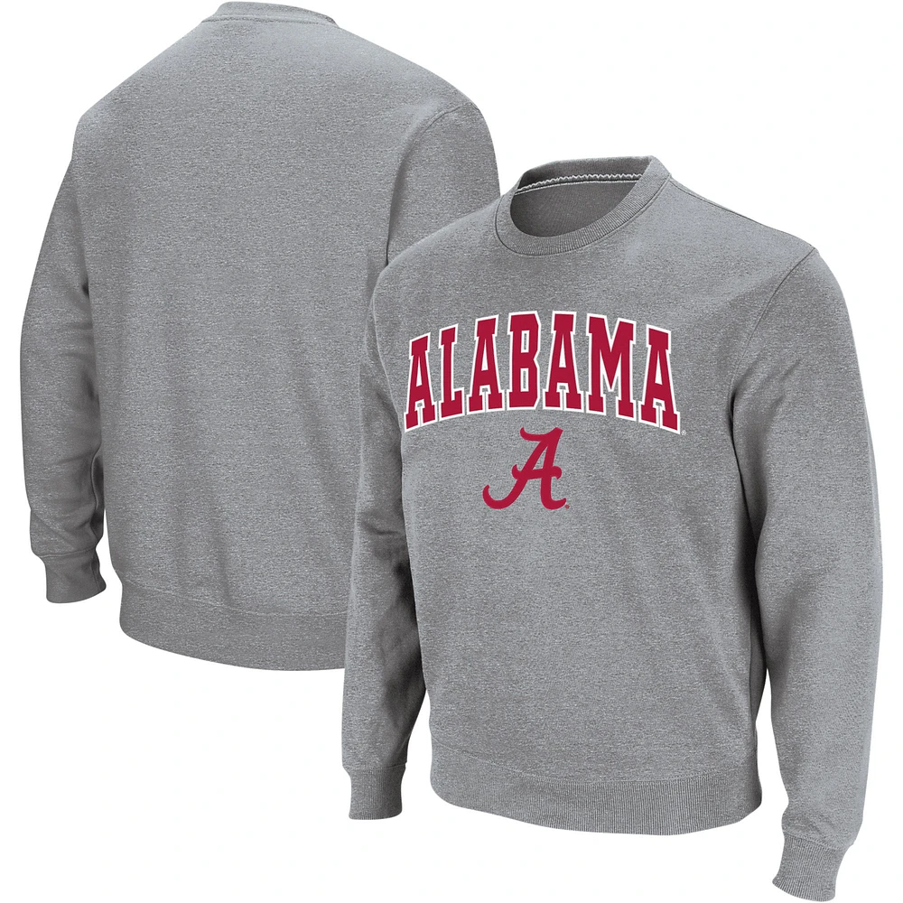 Men's Colosseum Heathered Gray Alabama Crimson Tide Arch & Logo Crew Neck Sweatshirt