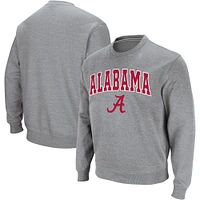 Men's Colosseum Heathered Gray Alabama Crimson Tide Arch & Logo Crew Neck Sweatshirt