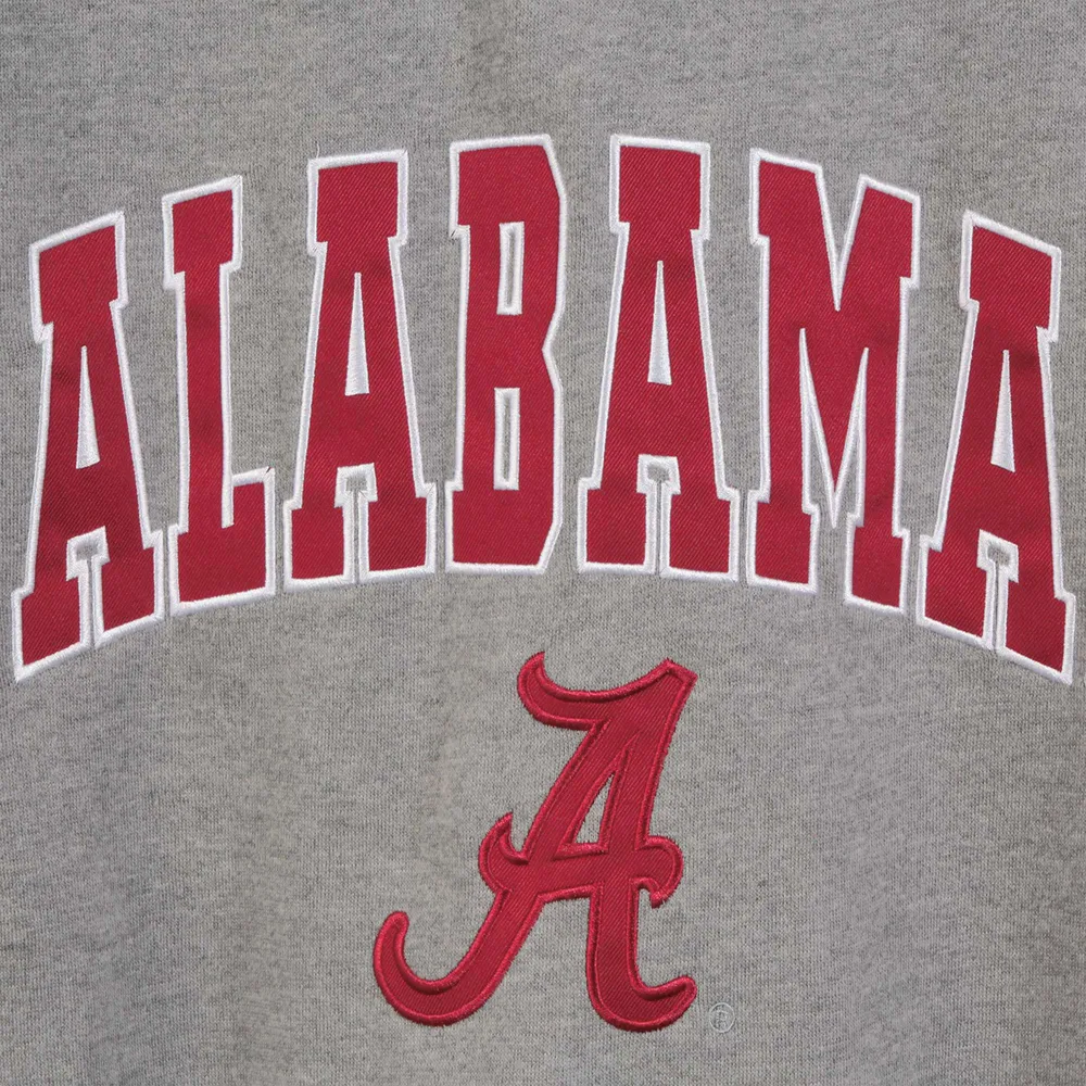 Men's Colosseum Heathered Gray Alabama Crimson Tide Arch & Logo Crew Neck Sweatshirt