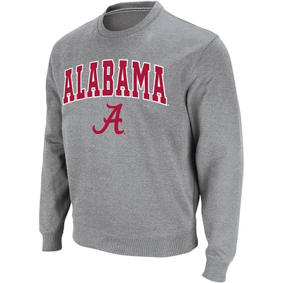 Men's Colosseum Heathered Gray Alabama Crimson Tide Arch & Logo Crew Neck Sweatshirt