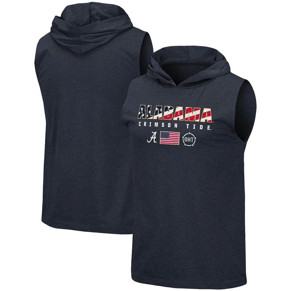 Men's Colosseum Navy Alabama Crimson Tide OHT Military Appreciation Americana Hoodie Sleeveless T-Shirt