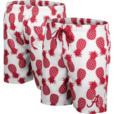 Alabama Crimson Tide Colosseum Pineapple Swim Shorts - White/Crimson