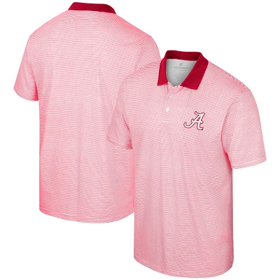 Polo à rayures imprimé Colosseum blanc/cramoisi Alabama Crimson Tide pour hommes