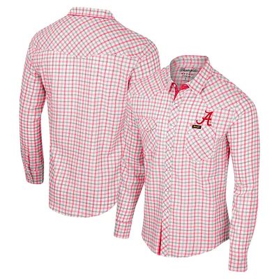 Chemise à manches longues et boutons-pression pour hommes Colosseum x Wrangler White Alabama Crimson Tide Plaid Window Pane