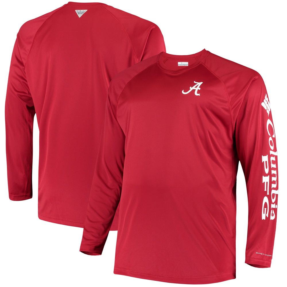 Men's Columbia Crimson Alabama Tide Big & Tall Terminal Tackle Long Sleeve Omni-Shade T-Shirt