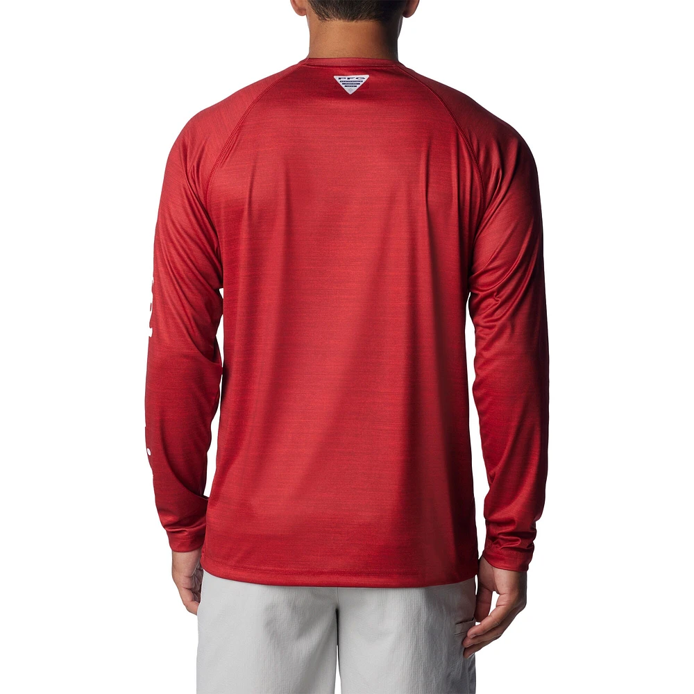 Columbia Crimson Alabama Tide Big & Tall Terminal Tackle Raglan Omni-Shade T-shirt à manches longues pour hommes