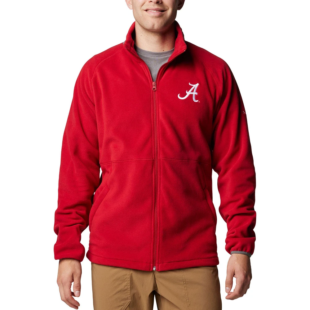 Veste polaire à glissière complète Columbia Crimson Alabama Tide Flanker IV Raglan pour homme