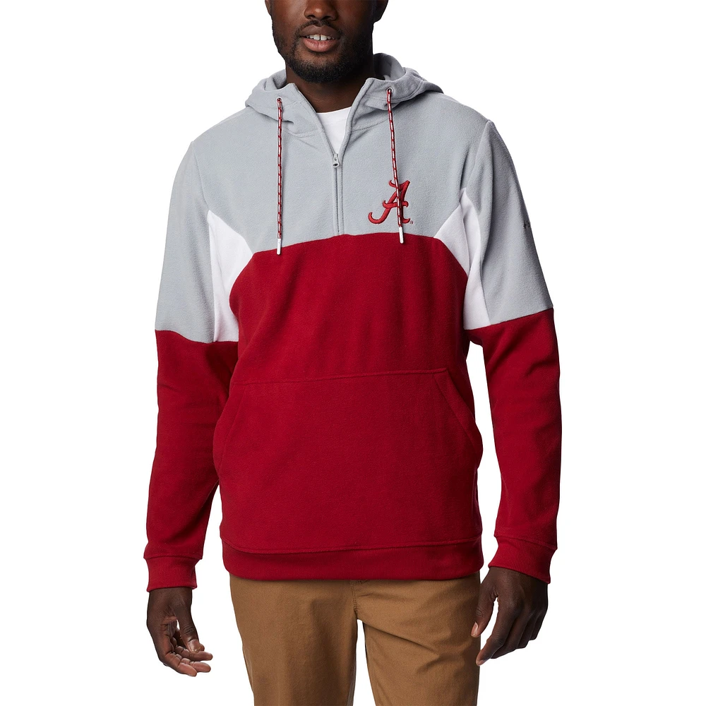 Sweat à capuche quart de zip Columbia Crimson Alabama Tide Lodge pour hommes