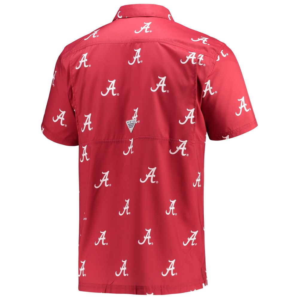 Men's Columbia Crimson Alabama Tide Super Slack Omni-Shade Button-Up Shirt